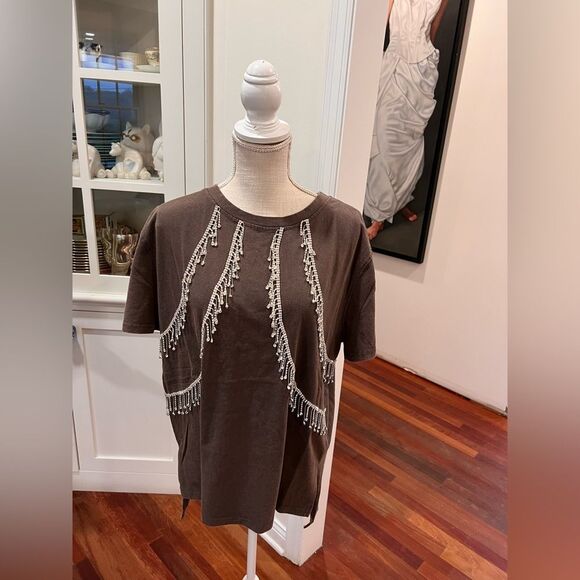 Fantastic Fawn Embellished Brown Women's Top - Picture 1 of 4